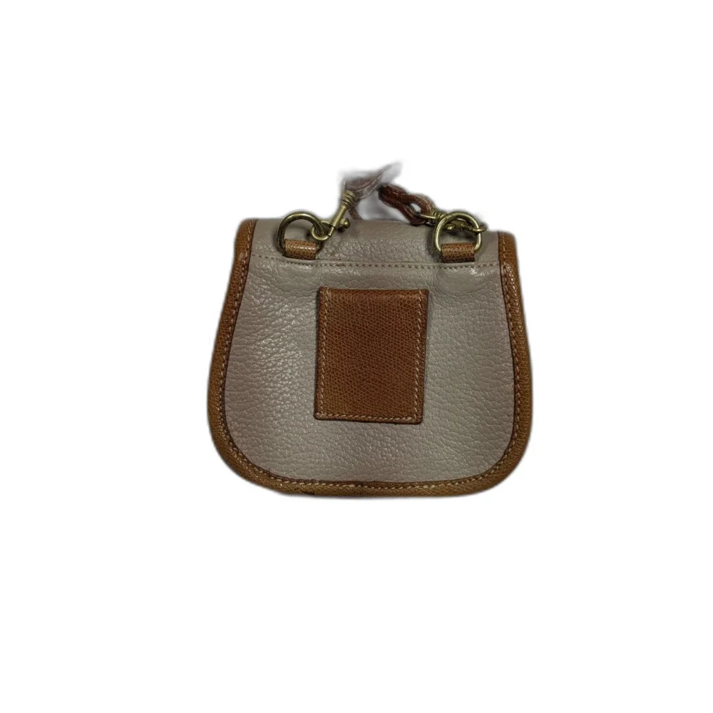 Vintage Liz Claiborne Leather CrossBody Saddle Bag Mini Purse Beige Leather 80s